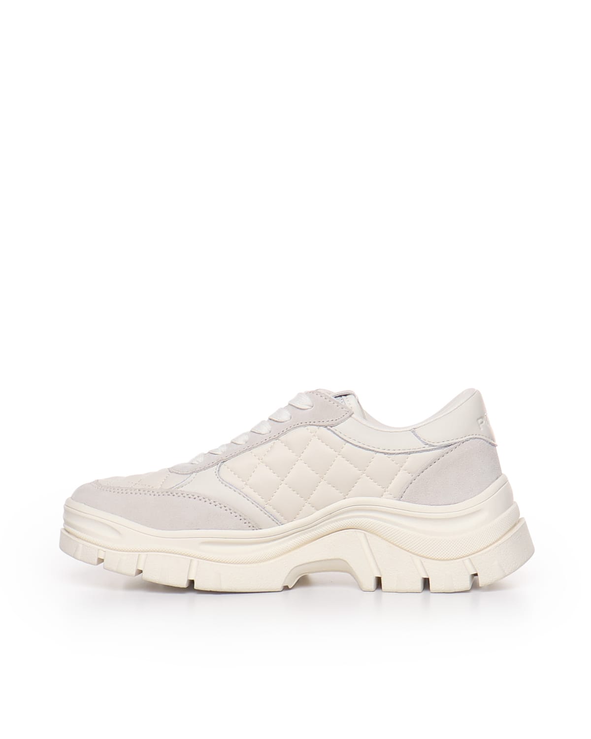 Shop Pinko Sneakers In Suede And Quilted Fabric In Bianco Giglio