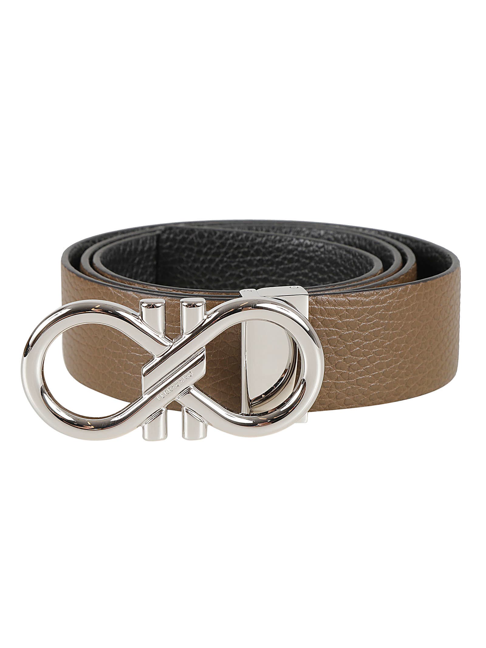 Shop Ferragamo Infinity Buckled Belt In Brown