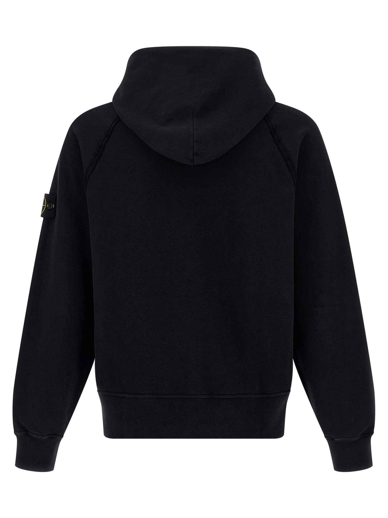 Stone Island Brushed Organic Cotton Fleece Oversized Fit Hoodie Clothing In Black
