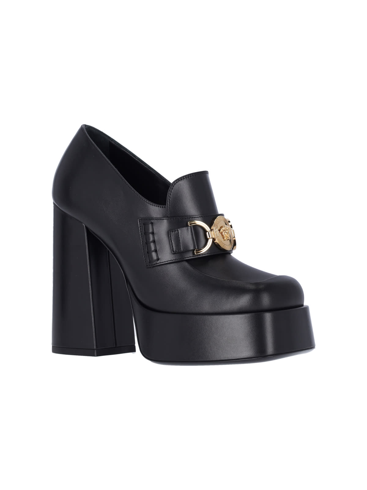 Shop Versace Medusa Platform Loafers In Black