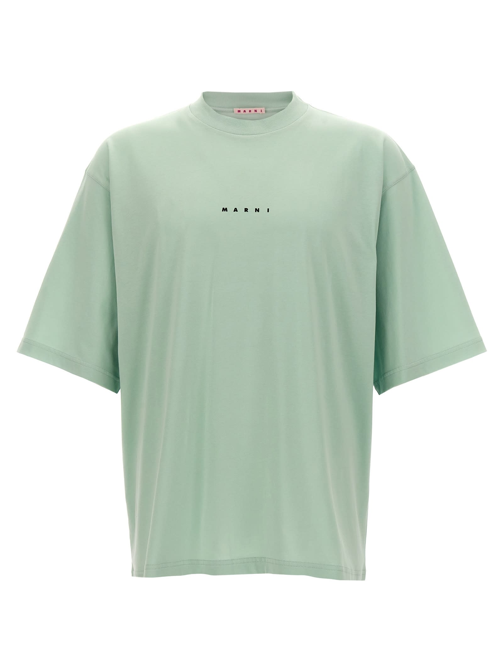 Shop Marni Logo Print T-shirt In Light Blue