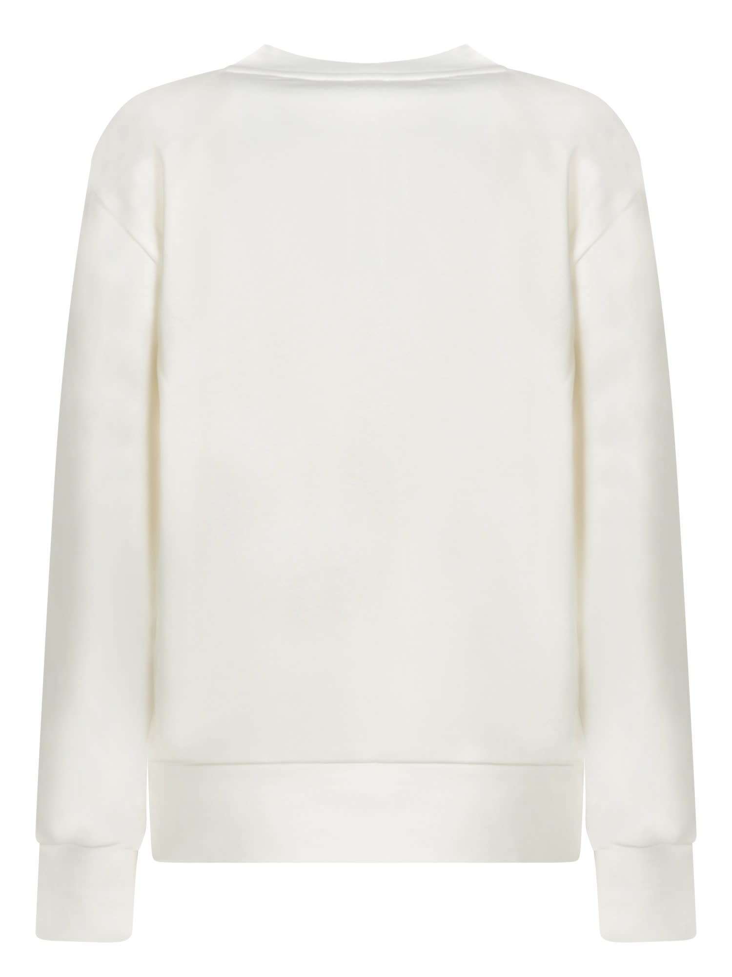 Shop Moncler Logo White Cotton Sweatshirt