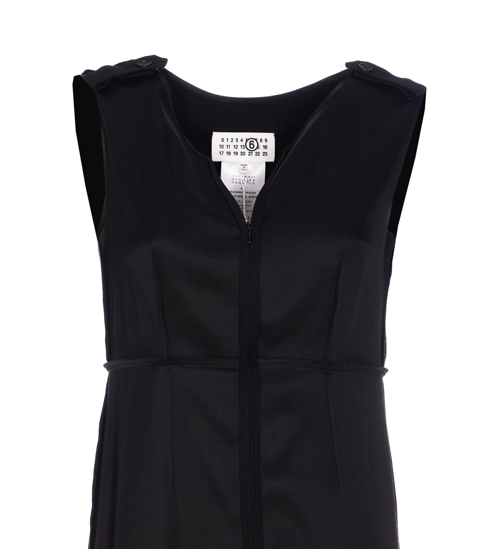 Mm6 Maison Margiela Long Dress With Shoulder Epaulettes And Splits