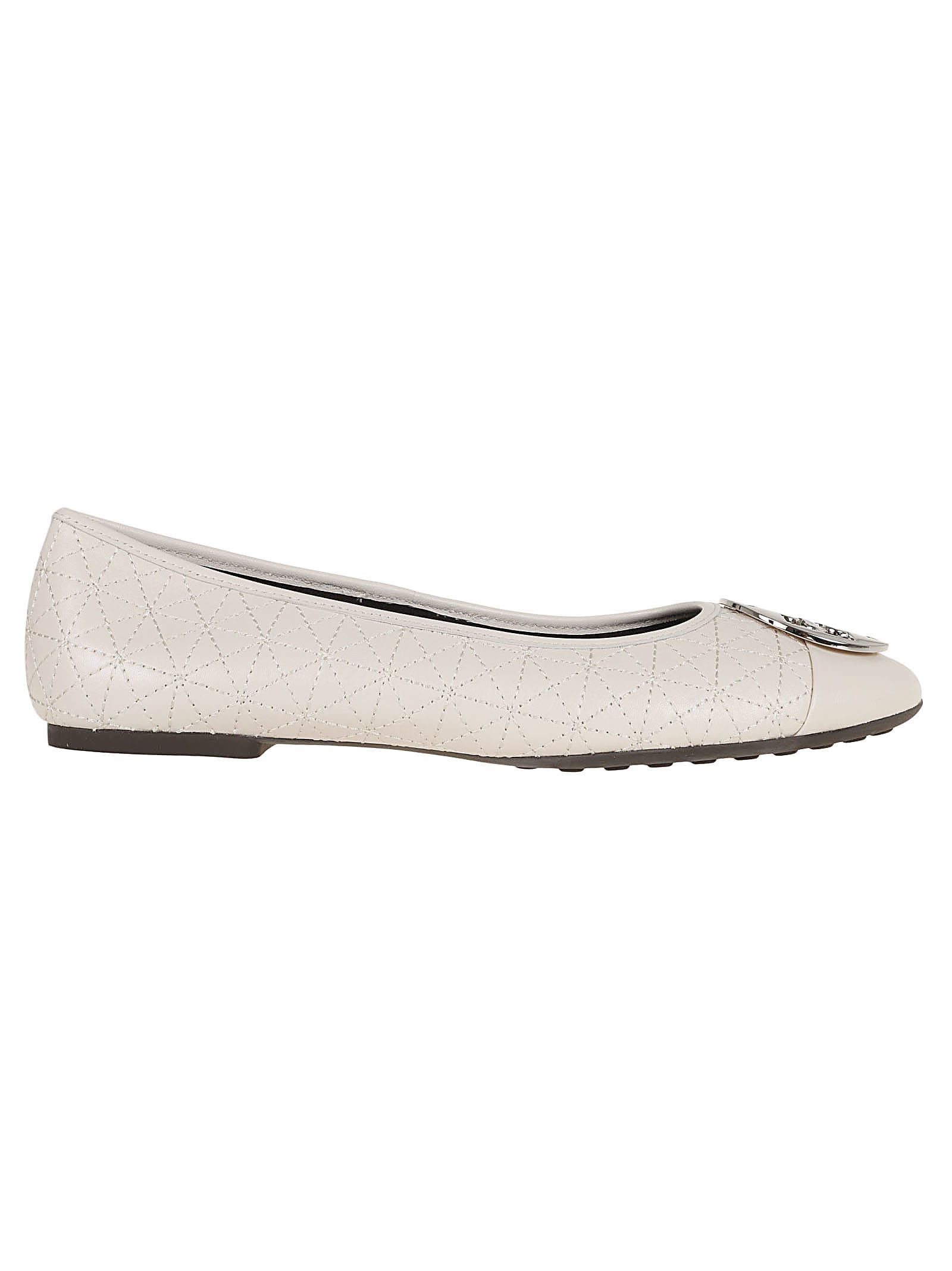 Shop Tory Burch Claire Quilted Ballet In Light Cream Silver Gold