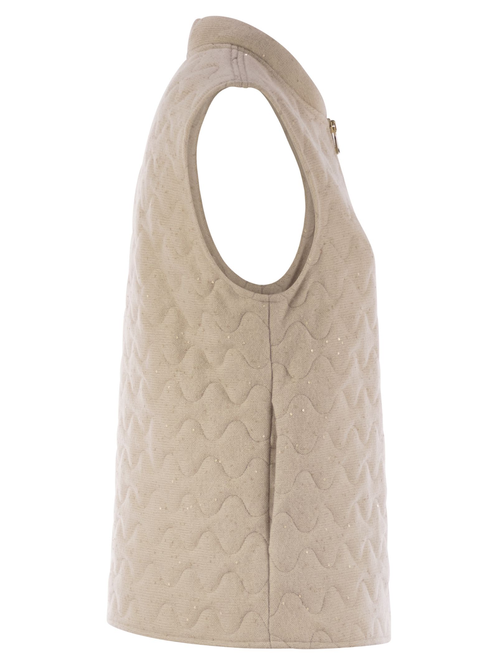 Fabiana Filippi Quilted Yarn And Sequin Waistcoat In Brown