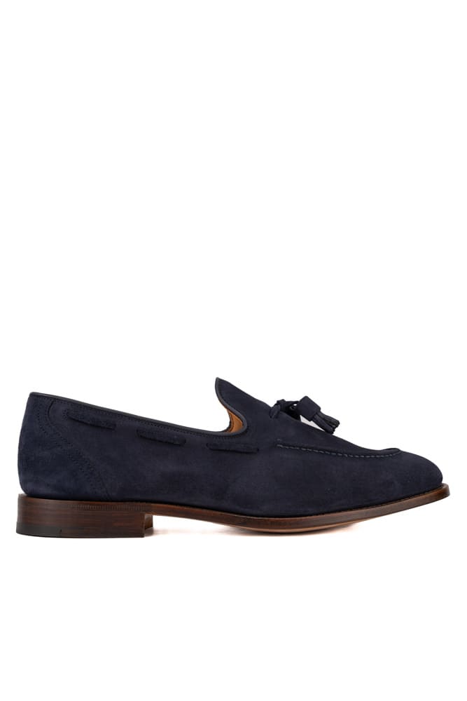 Blue Suede Loafers With Tassels