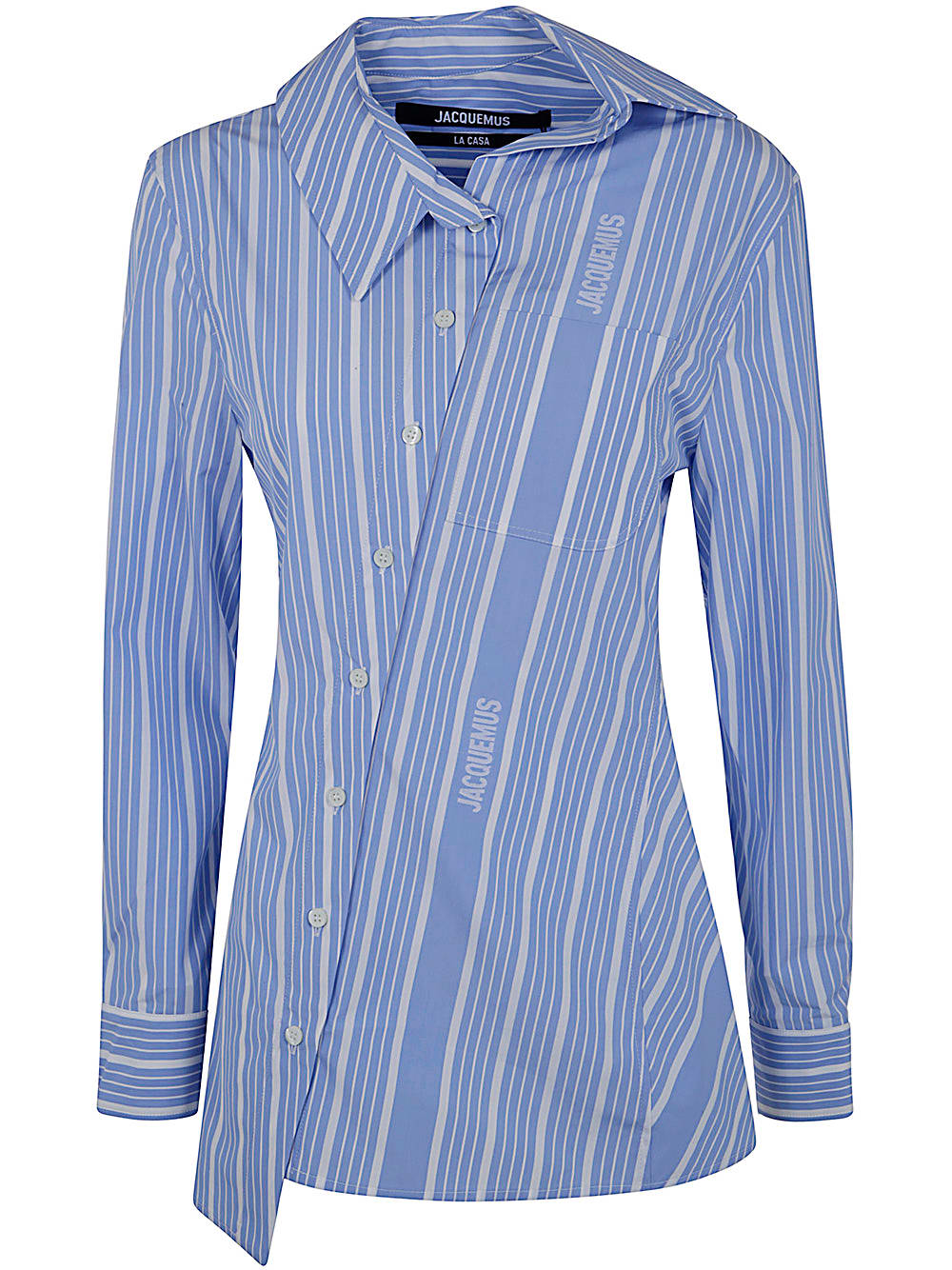 Shop Jacquemus La Chemise Pablo Striped Shirt In Ev Jacquard Business Big Log