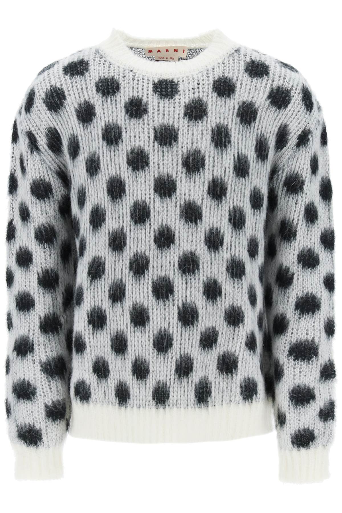 Shop Marni Polka Dot Mohair Sweater In White