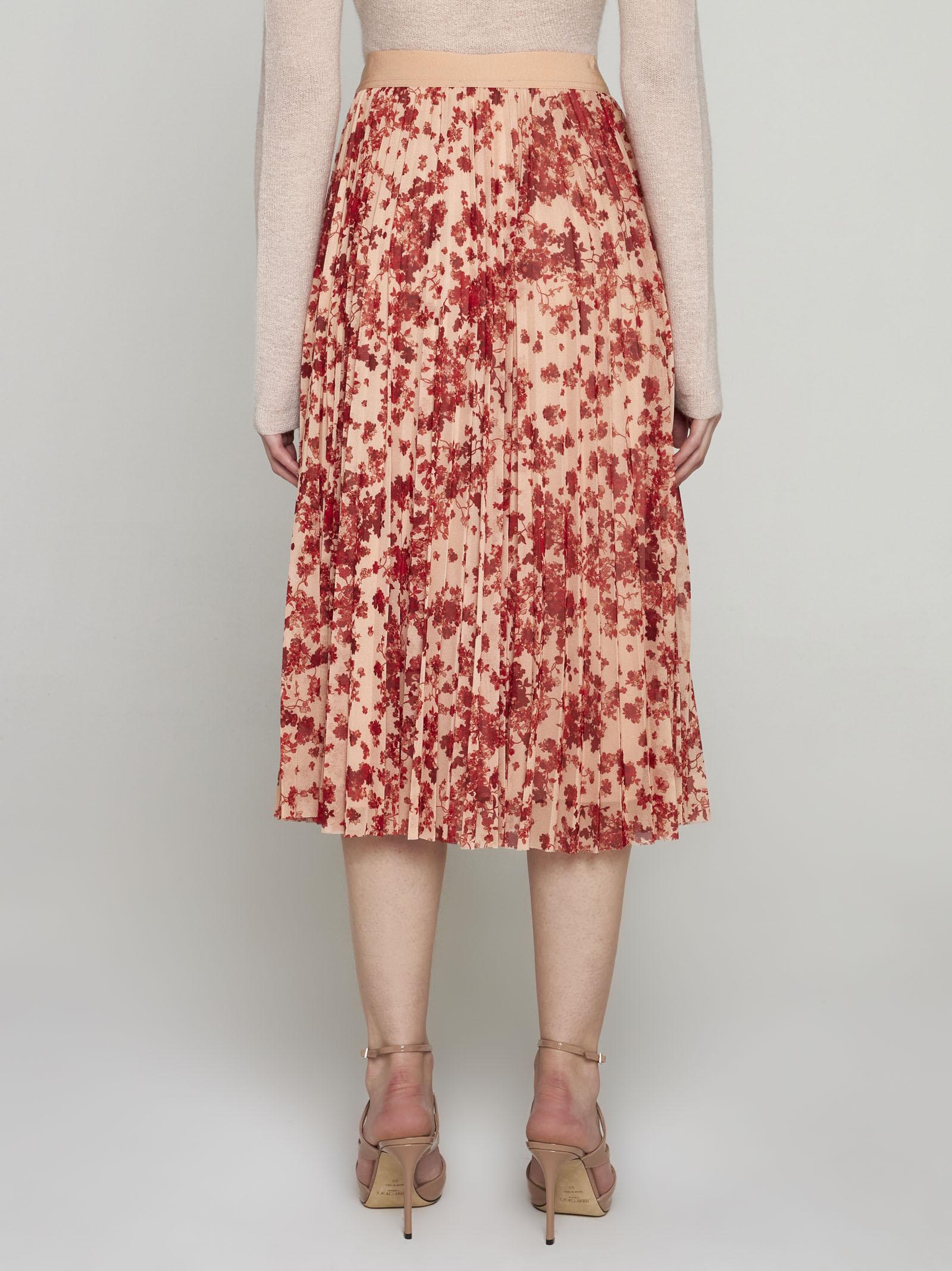 Shop Max Mara Potente Floral Print Midi Skirt In Brown