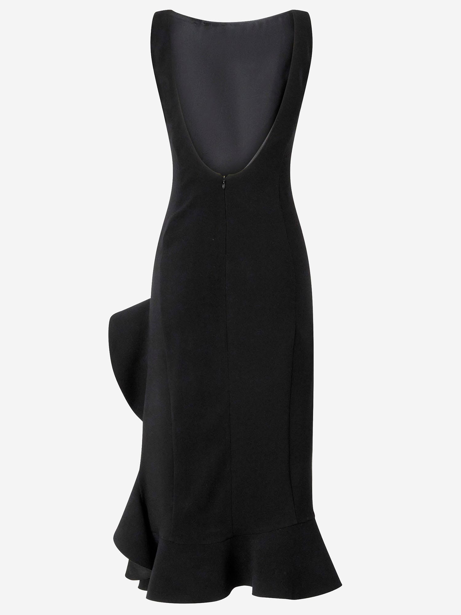 Pinko Midi Dress With Ruffle Detail And Fitted Silhouette In Black
