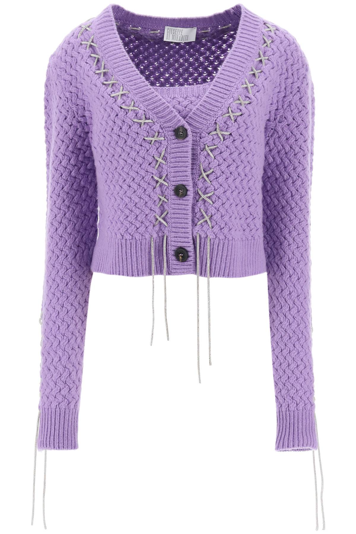 Giuseppe Di Morabito Twin Set With Rhinestone-studded Tubular In Lilac (purple)