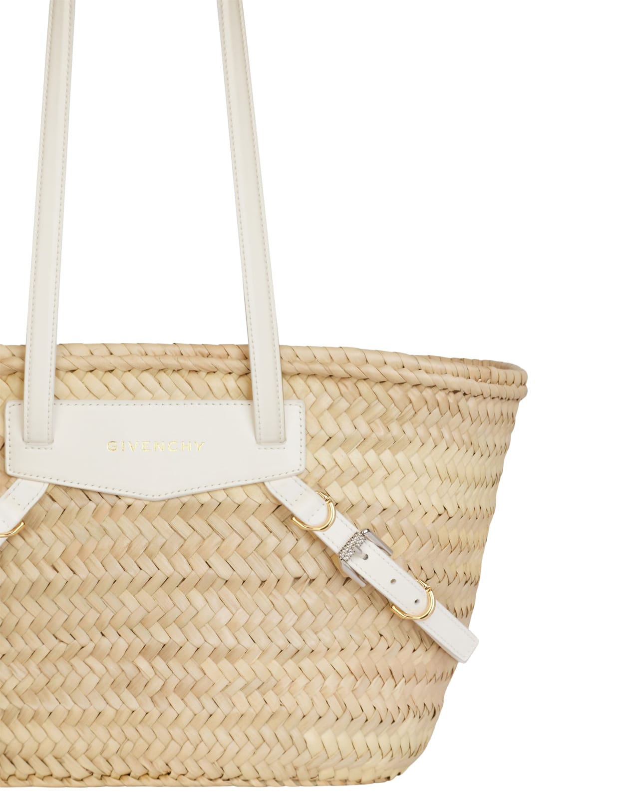 Shop Givenchy Ivory Raffia Small Voyou Basket Bag In White