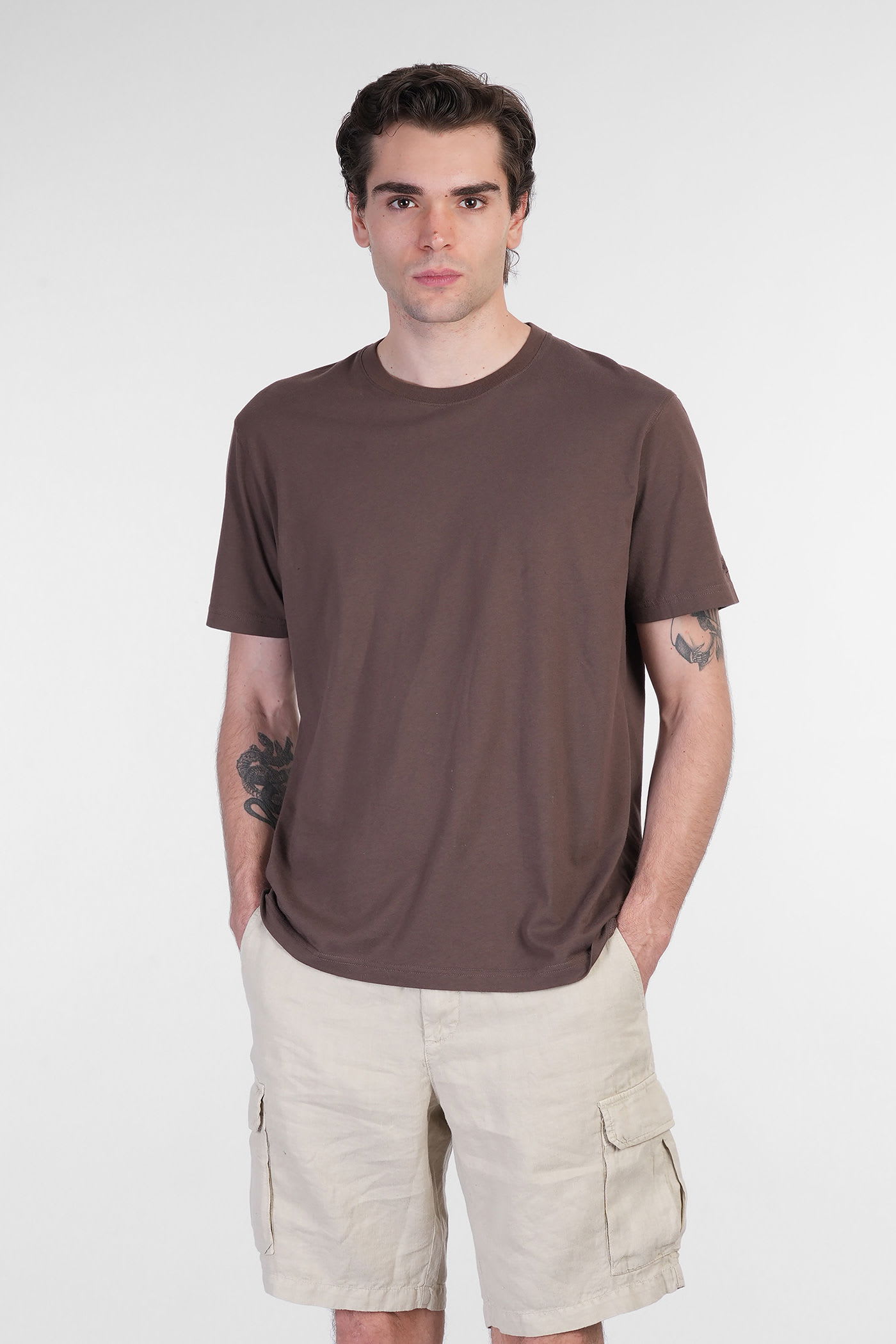 Mc2 Saint Barth Ecstasea N T-shirt In Brown Linen In Brown