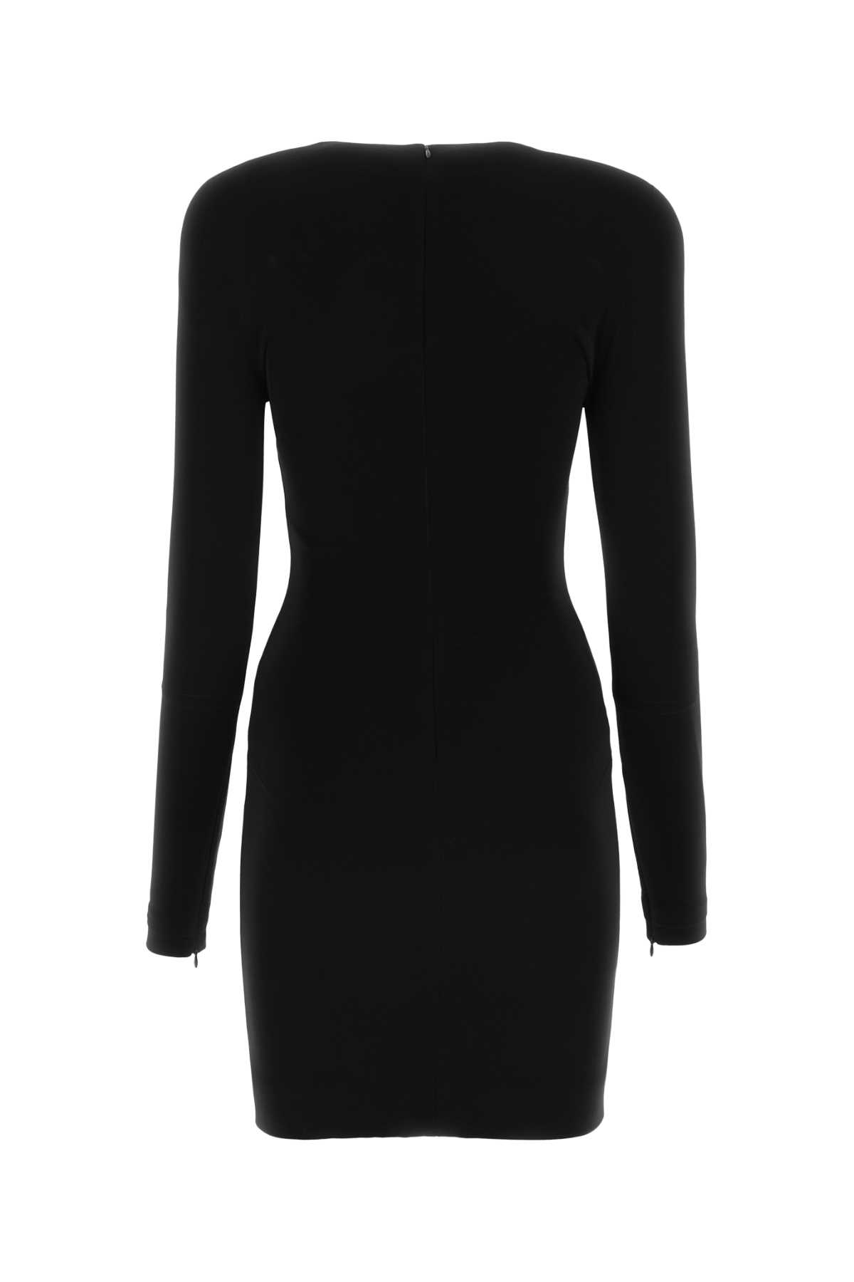 Shop Balenciaga Black Twill Mini Dress In 1000