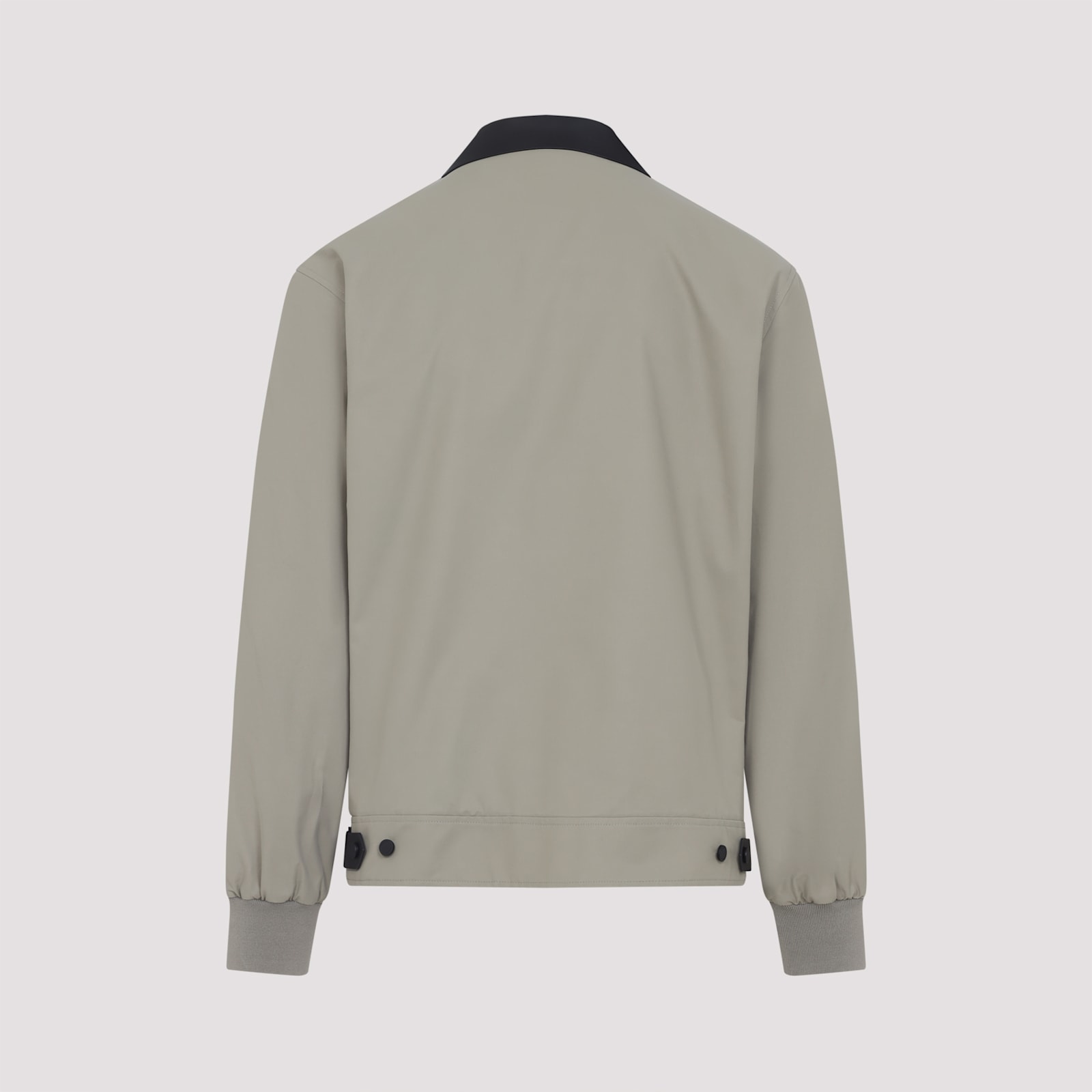 Givenchy Beige Cotton Twill Jacket With Black Leather Collar In Gray