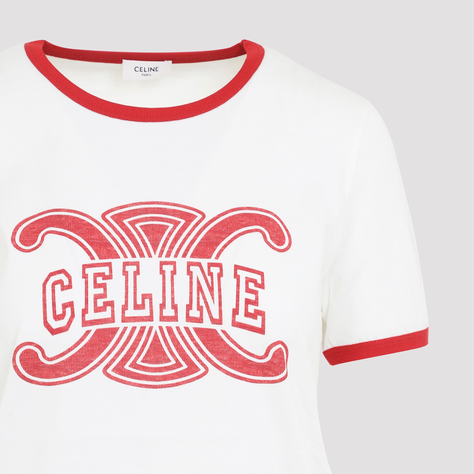 Celine Retro Inspired T-shirt Contrast Trim In White