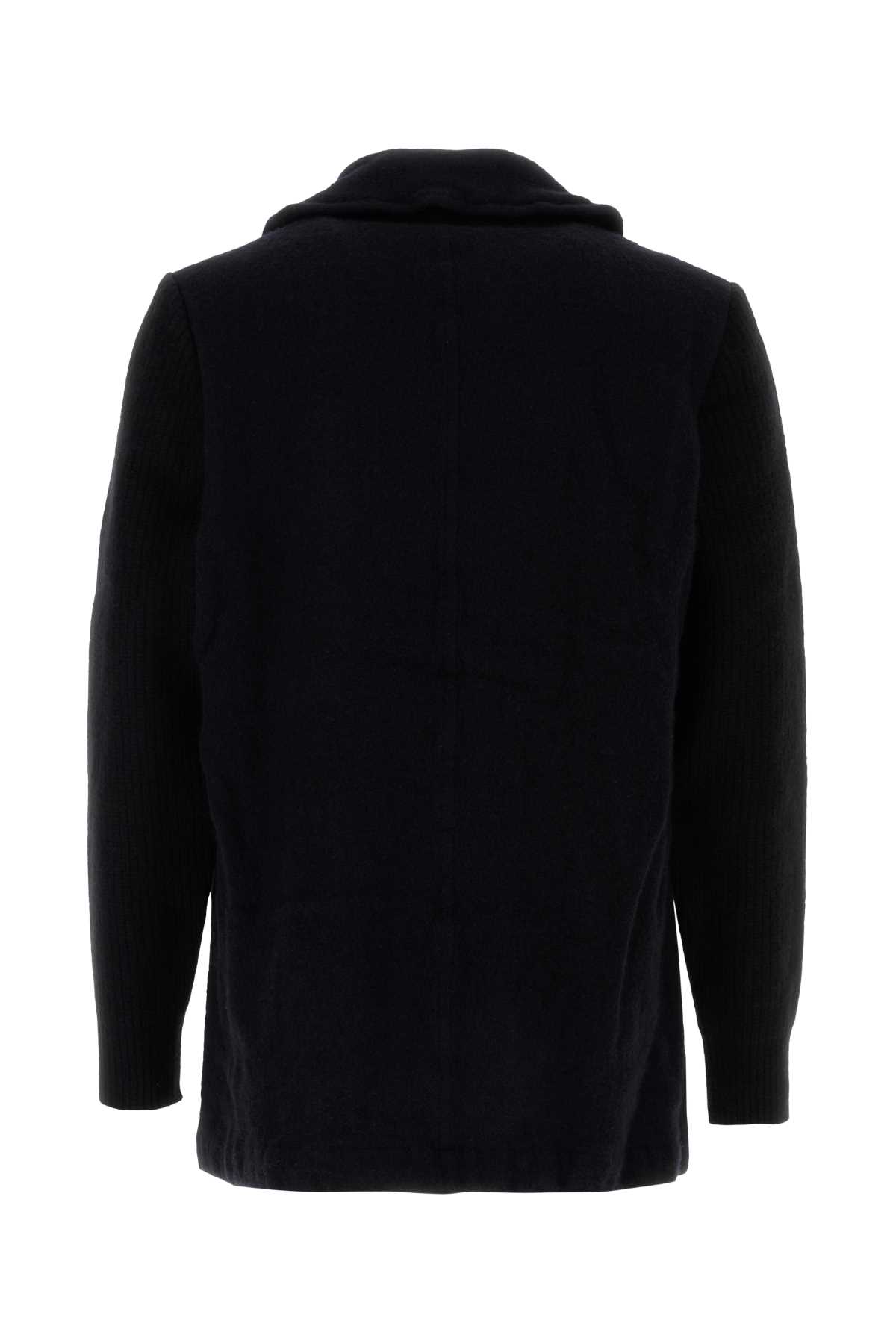 Shop Comme Des Garçons Shirt Midnight Blue Wool Blend Coat In 1navy