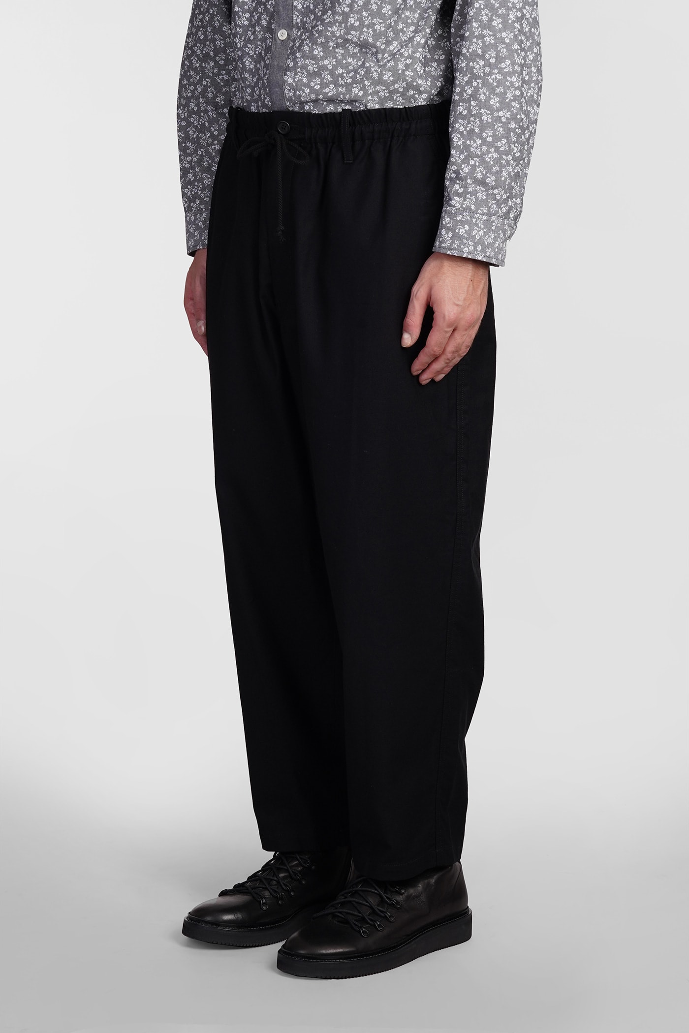 Shop Yohji Yamamoto Pants In Black Cotton