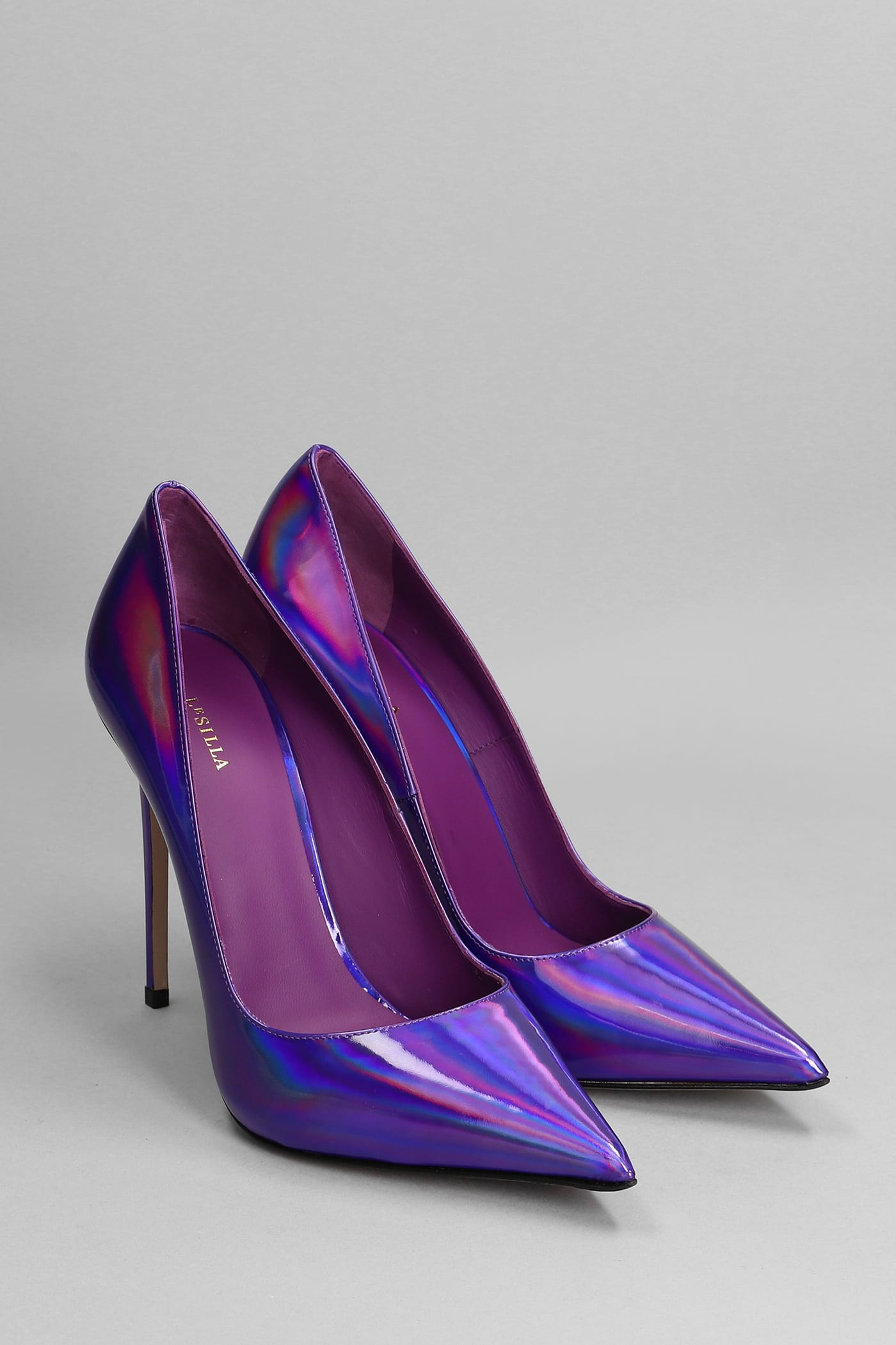 Shop Le Silla Eva 120 Pumps In Viola Patent Leather