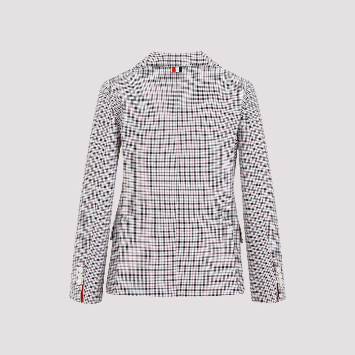 Shop Thom Browne Small Check Cotton Jacket In Rwbwht