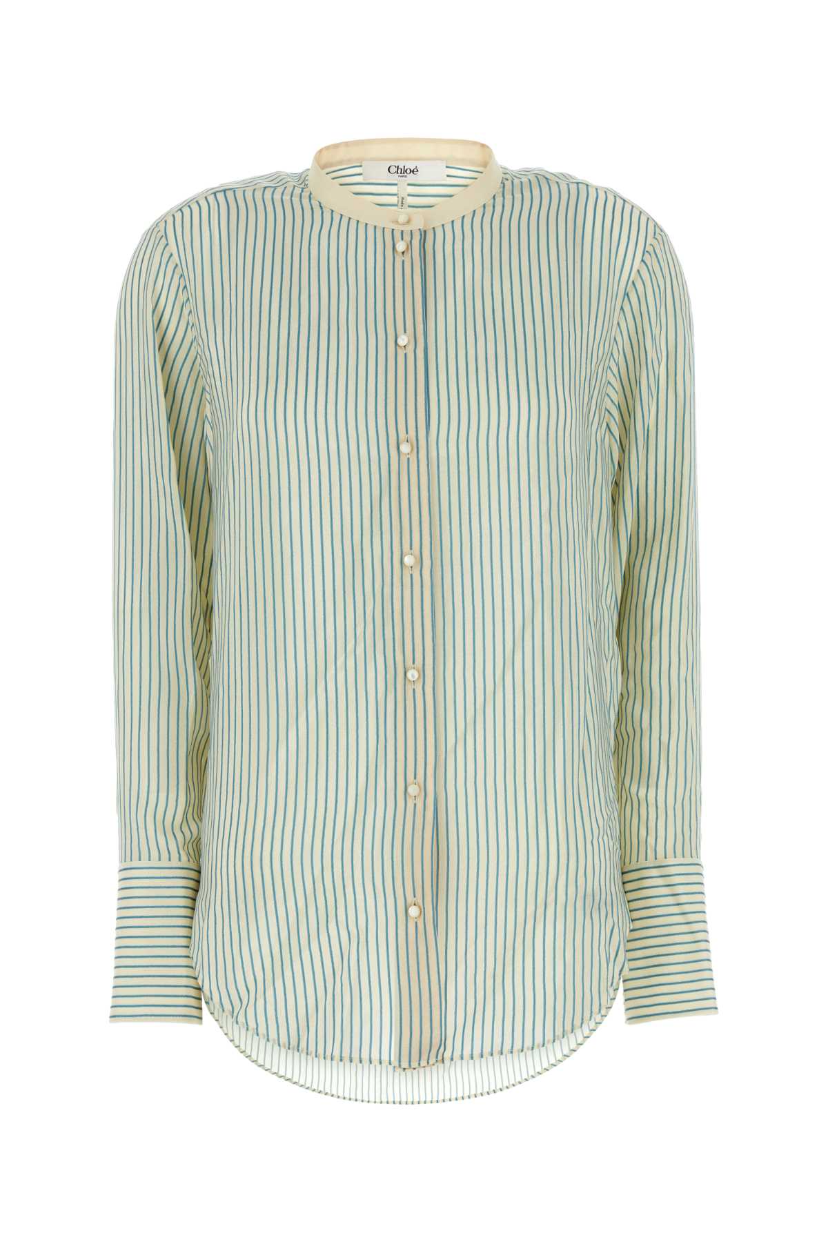 Shop Chloé Printed Silk Shirt In Bluewhite1