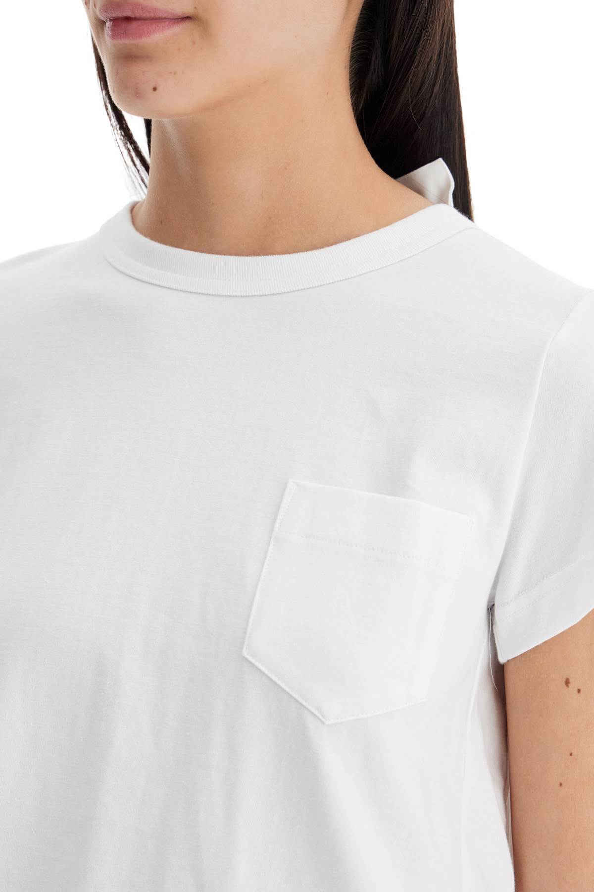 Shop Sacai Pleated Back T-shirt In White×off White (white)