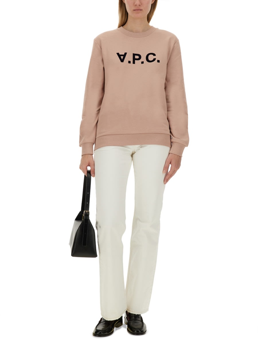 Shop Apc Sweatshirt With Logo In Pink