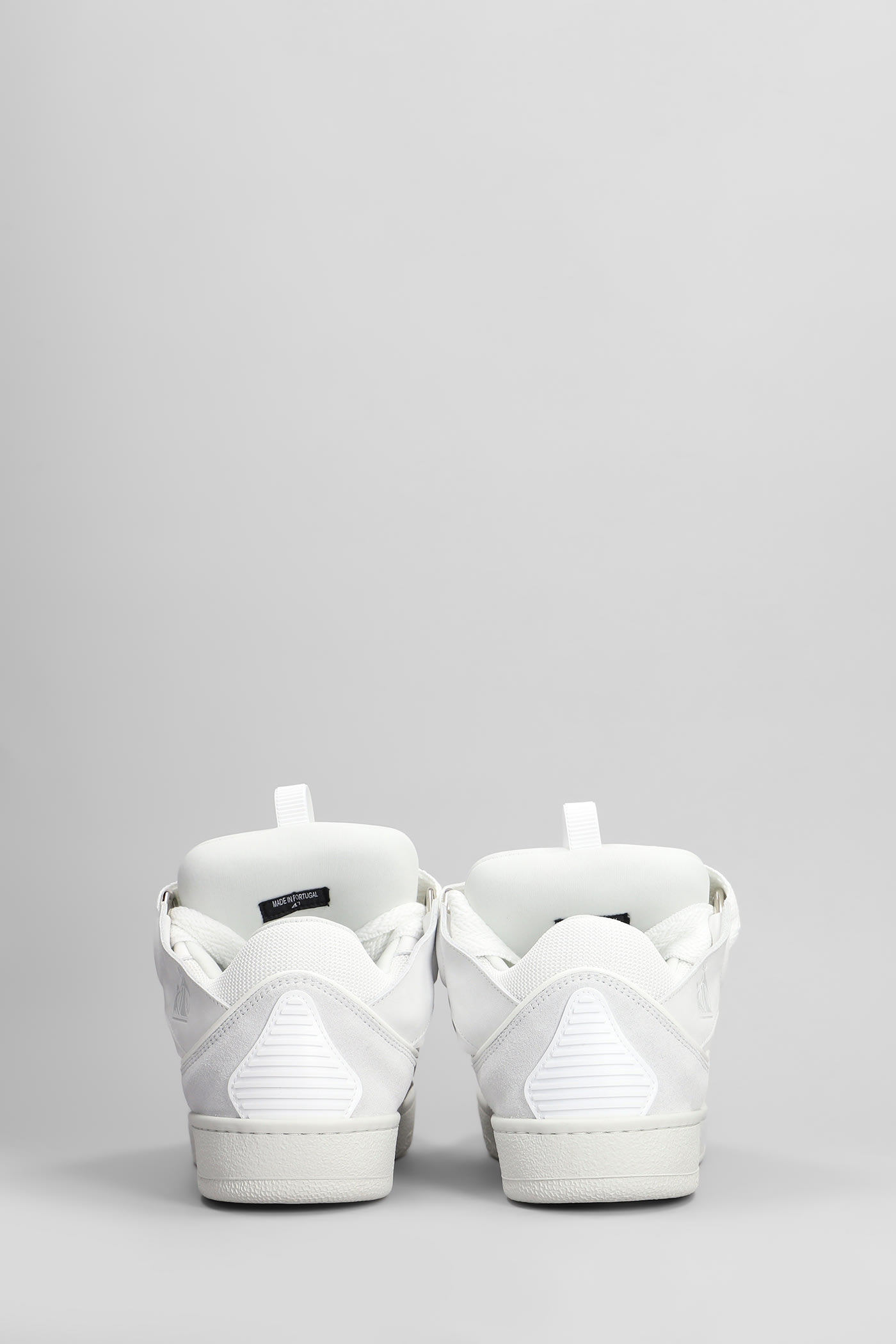 Lanvin Curb Sneakers In White Suede And Leather In White