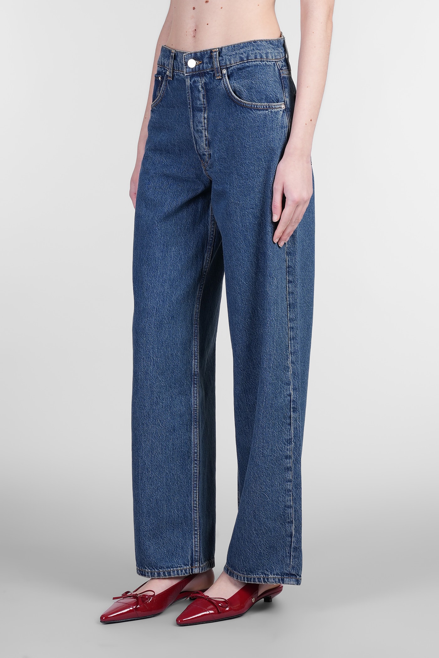 Shop Anine Bing Manon Jeans In Blue Cotton