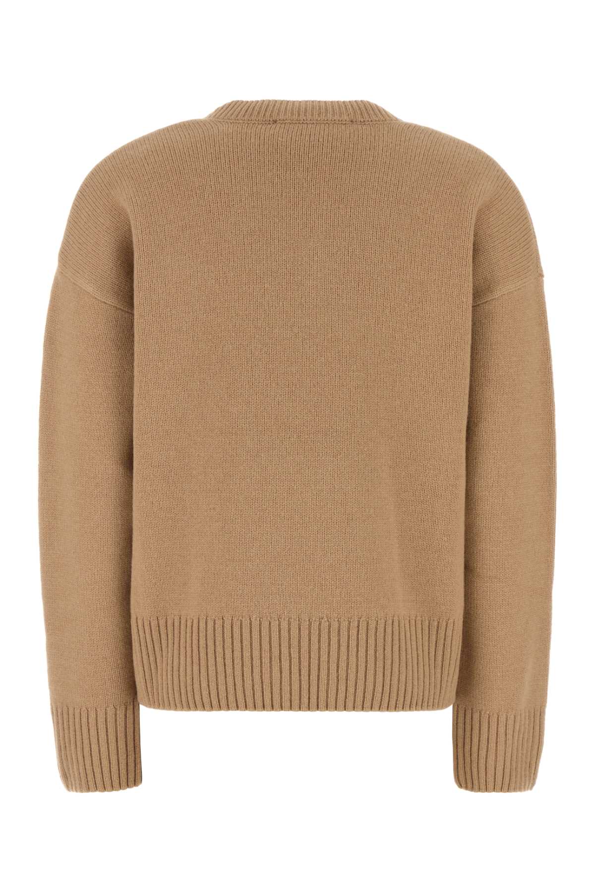 Shop Ami Alexandre Mattiussi Camel Wool Blend Oversize Sweater In Nude