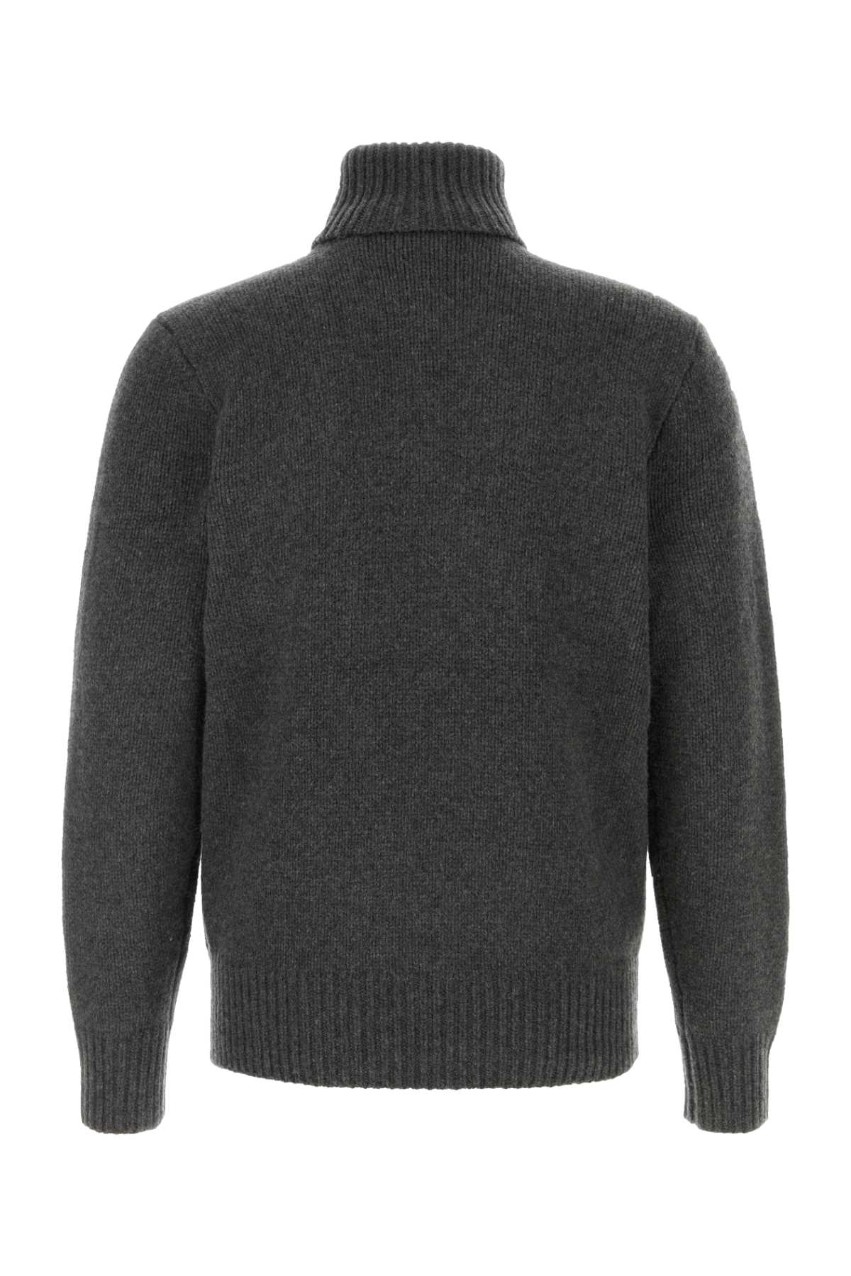 Shop Polo Ralph Lauren Dark Grey Wool Blend Sweater In Staticgreyheather