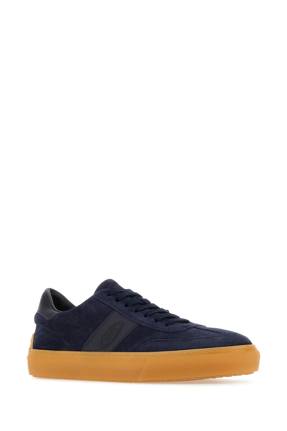 Shop Tod's Navy Blue Suede Sneakers In Galaxy Blue