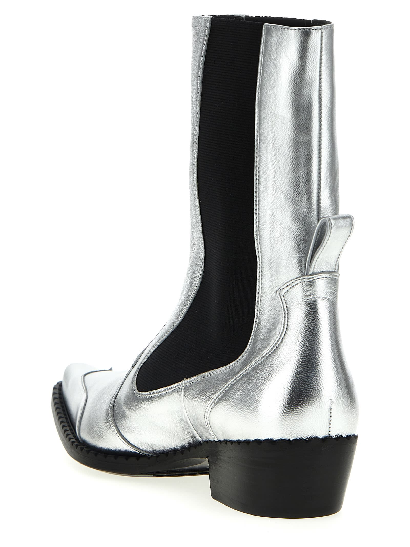 Shop By Far Otis Ankle Boots In Silver