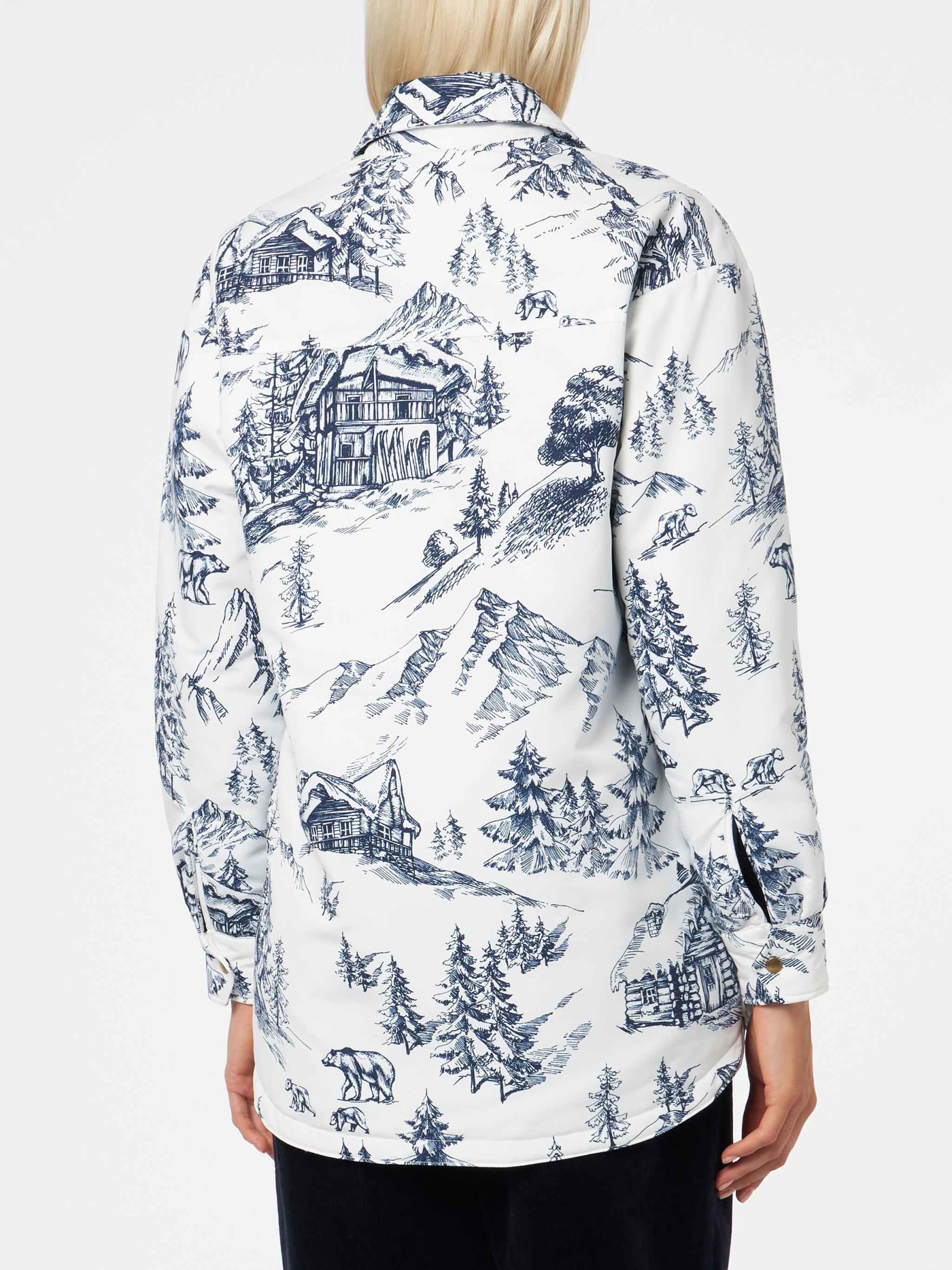 Mc2 Saint Barth Woman Quilted Padded Jacket With Bandanna Print In White
