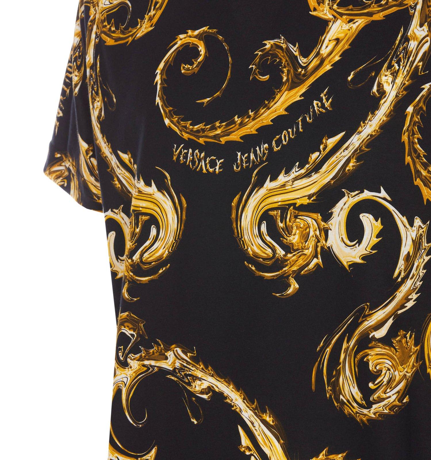 Shop Versace Jeans Couture Barocco-printed Crewneck T-shirt In Black