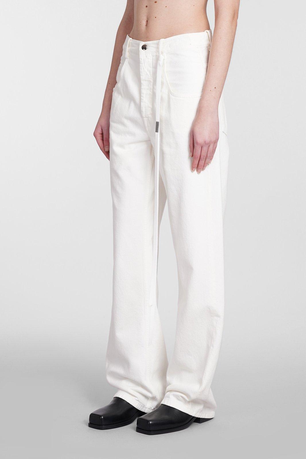 Shop Ann Demeulemeester Straight Leg Drawstring Jeans In White