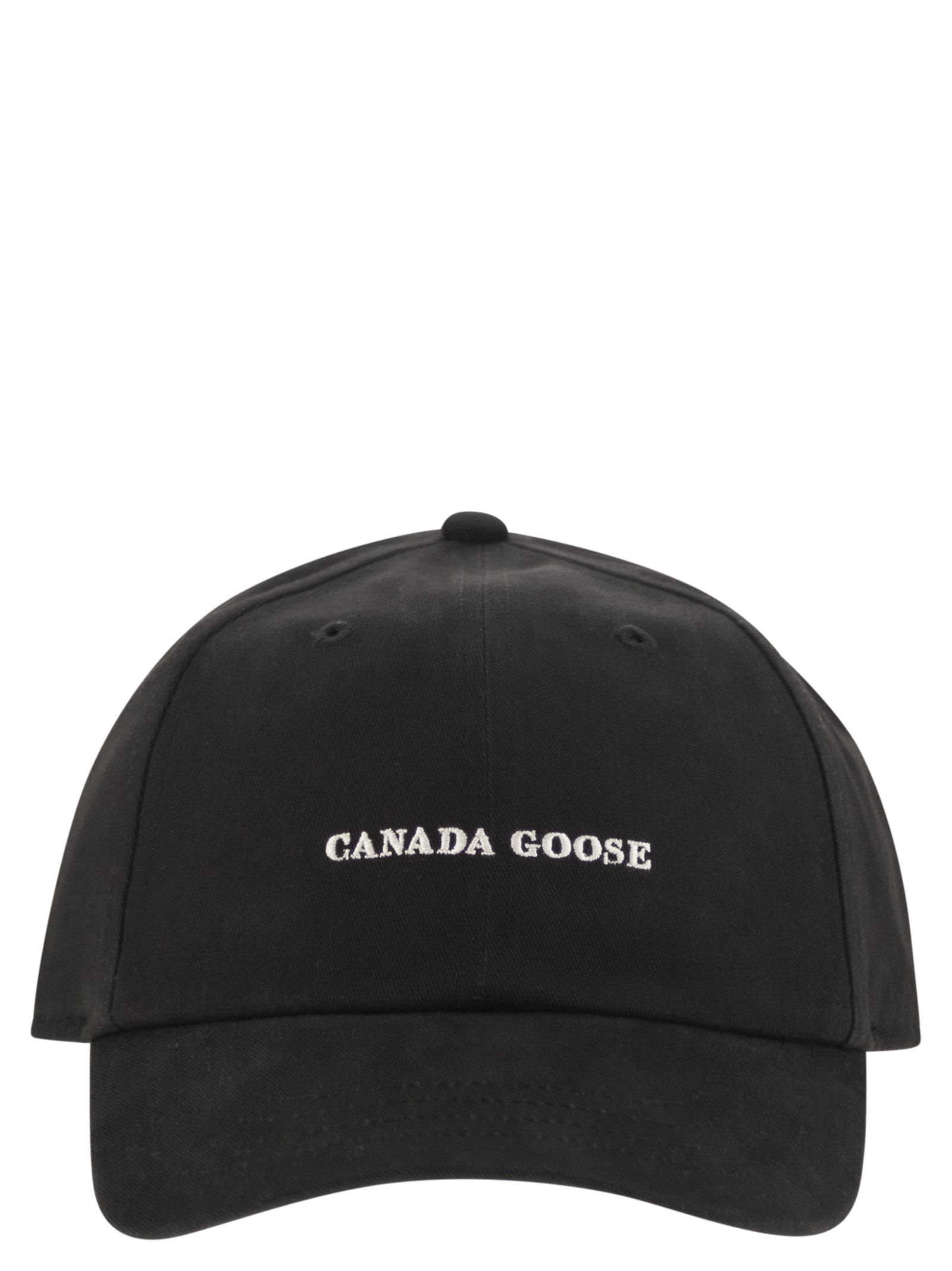 Canada Goose Cotton Baseball Cap In Black