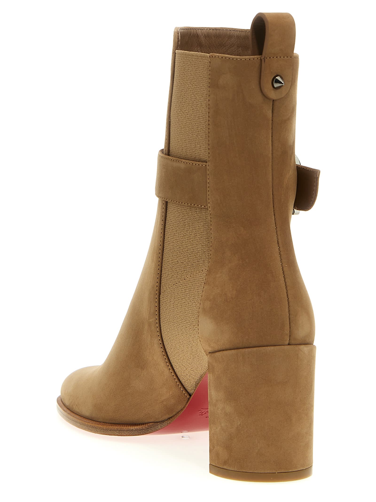 Shop Christian Louboutin Cl Ankle Boots In Beige