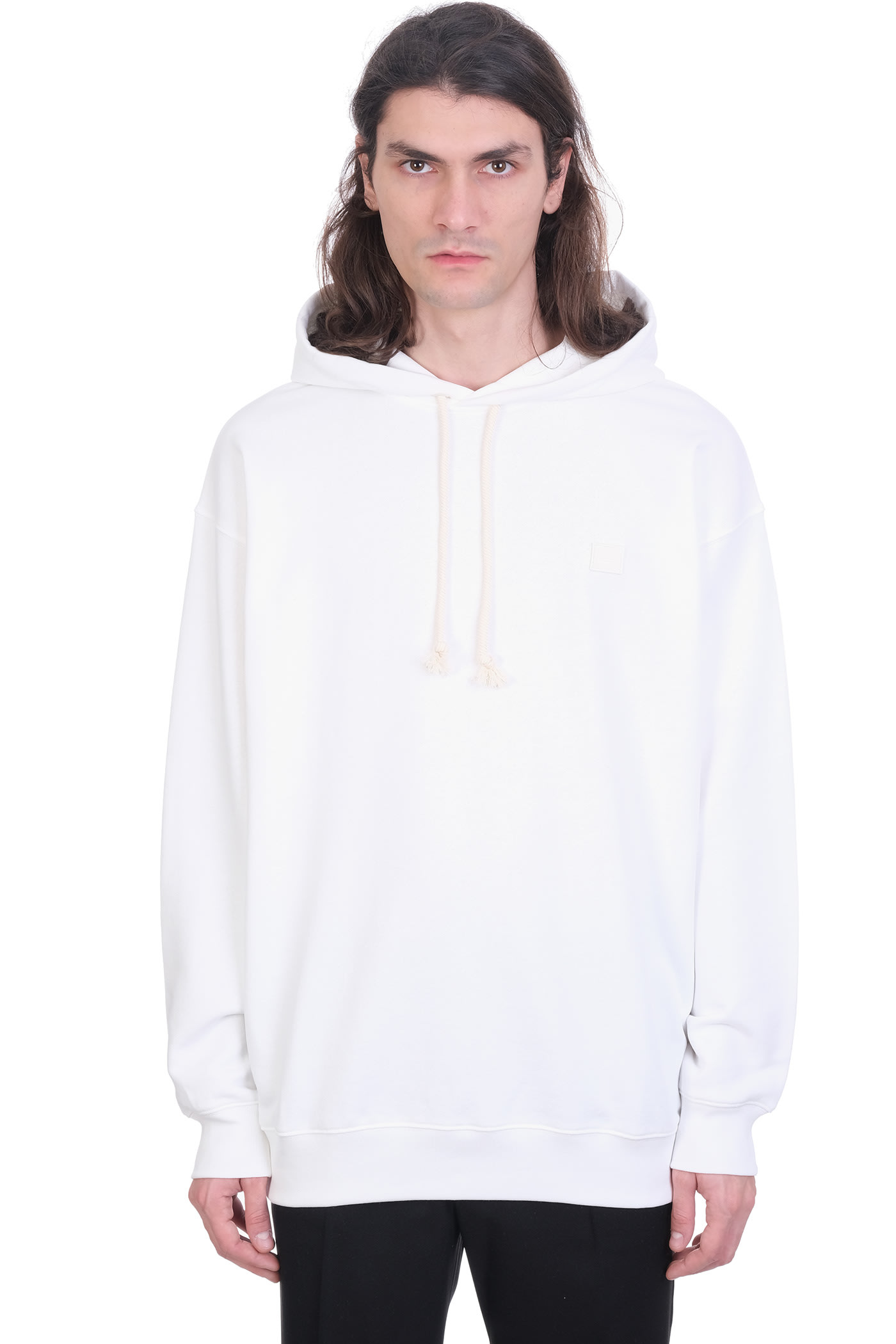Acne Studios Ferrin Face Sweatshirt In White Cotton