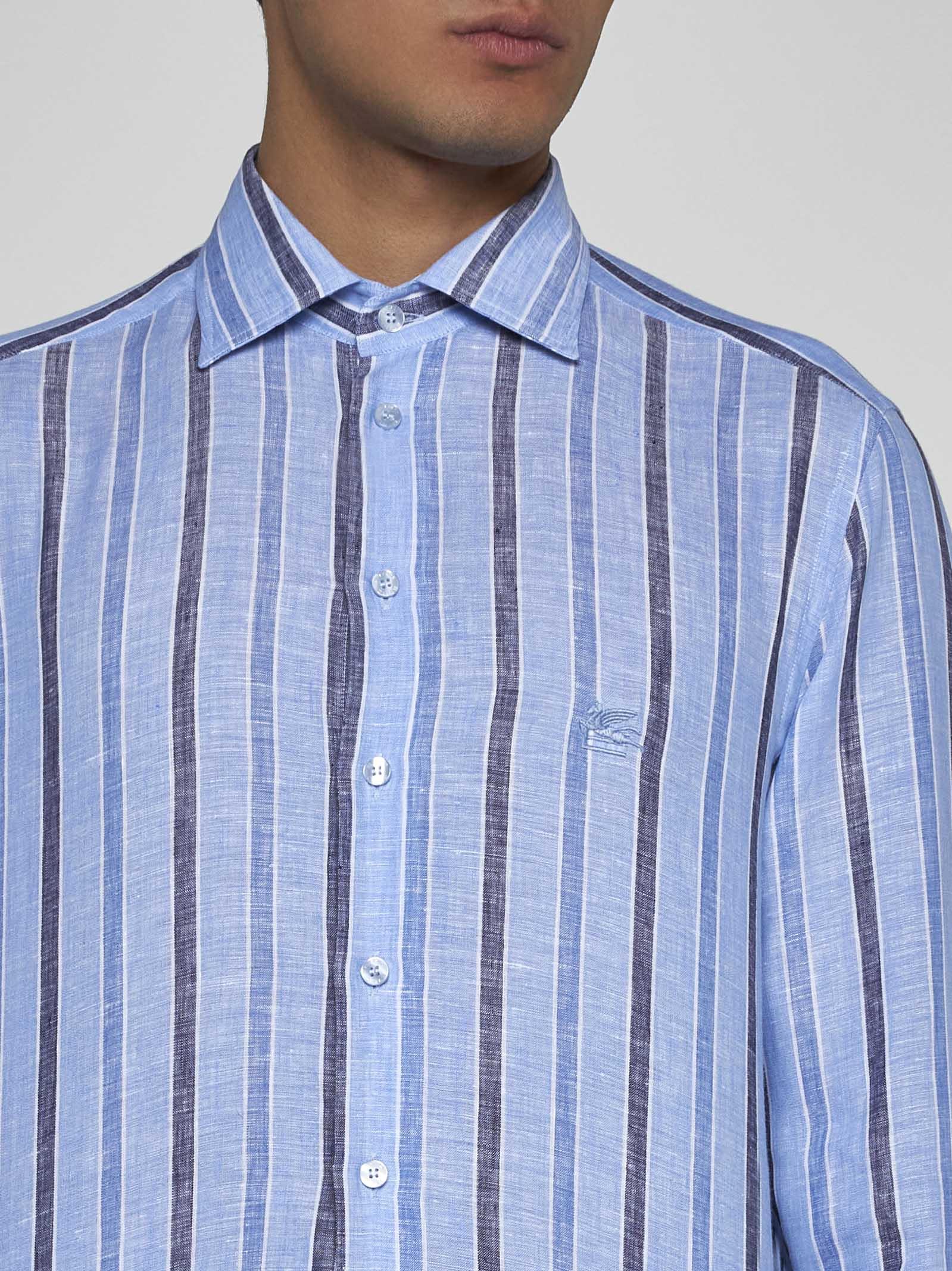 Shop Etro Striped Cotton Shirt In Clear Blue