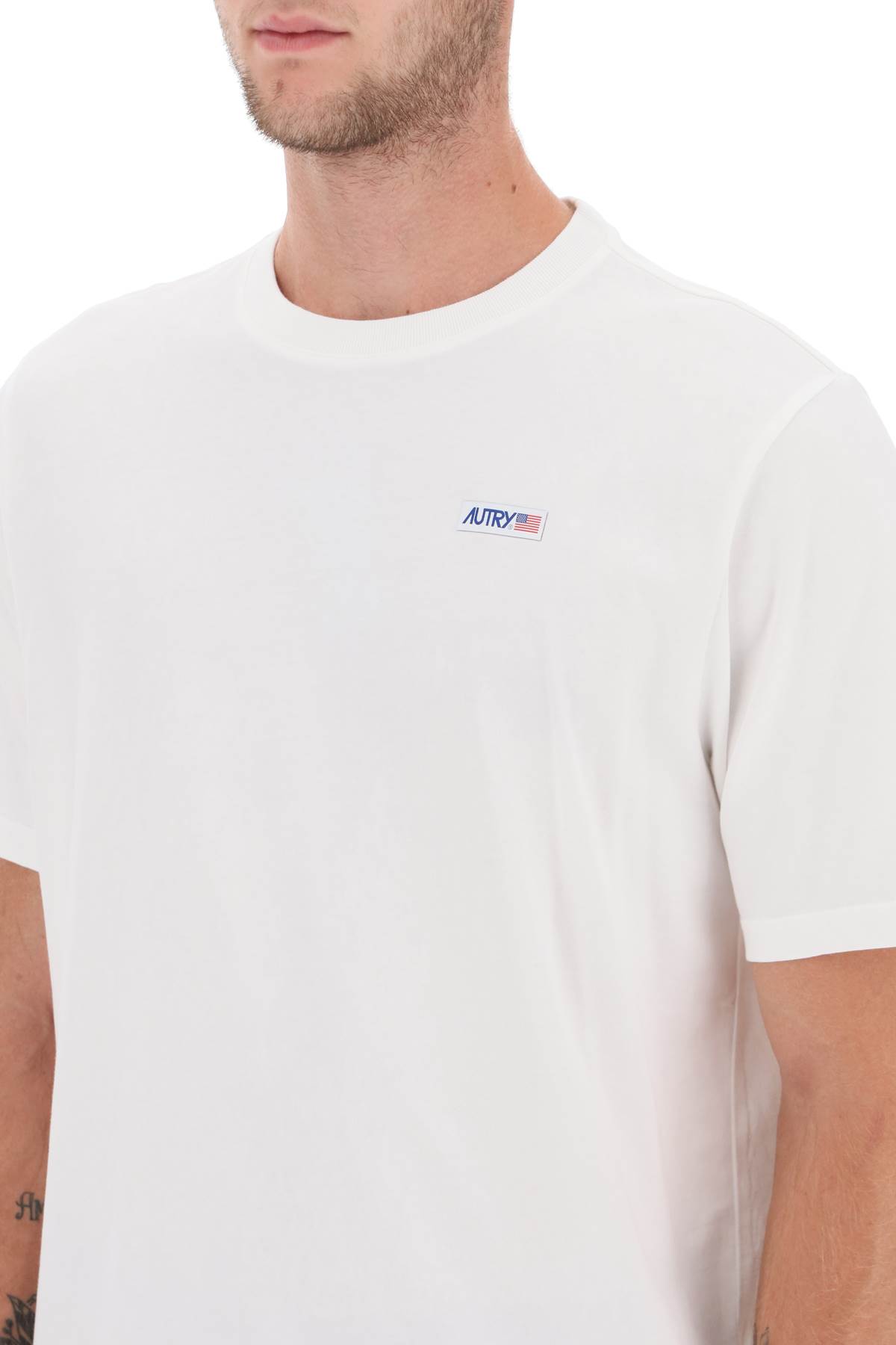 Shop Autry Cotton T-shirt With Logo In White