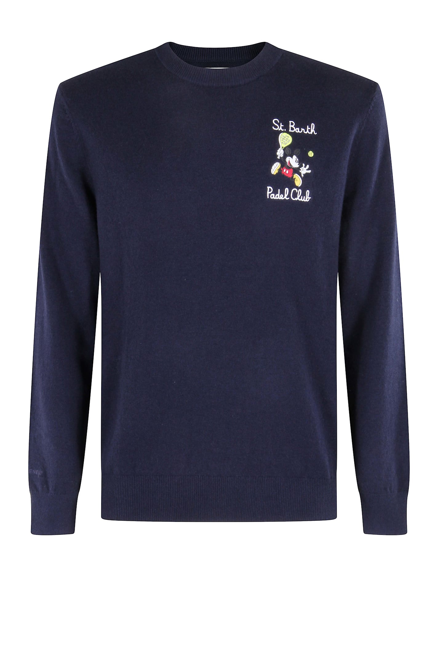 Mc2 Saint Barth Ribbed Hem And Cuffs Graphic Embroidered Sweatshirt In Blue