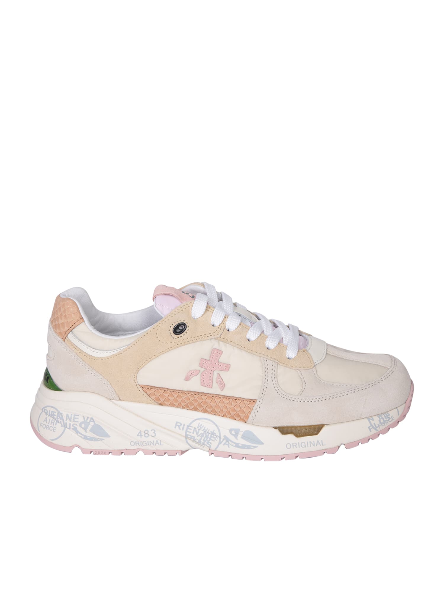 Shop Premiata Mased Pink And Beige Sneakers