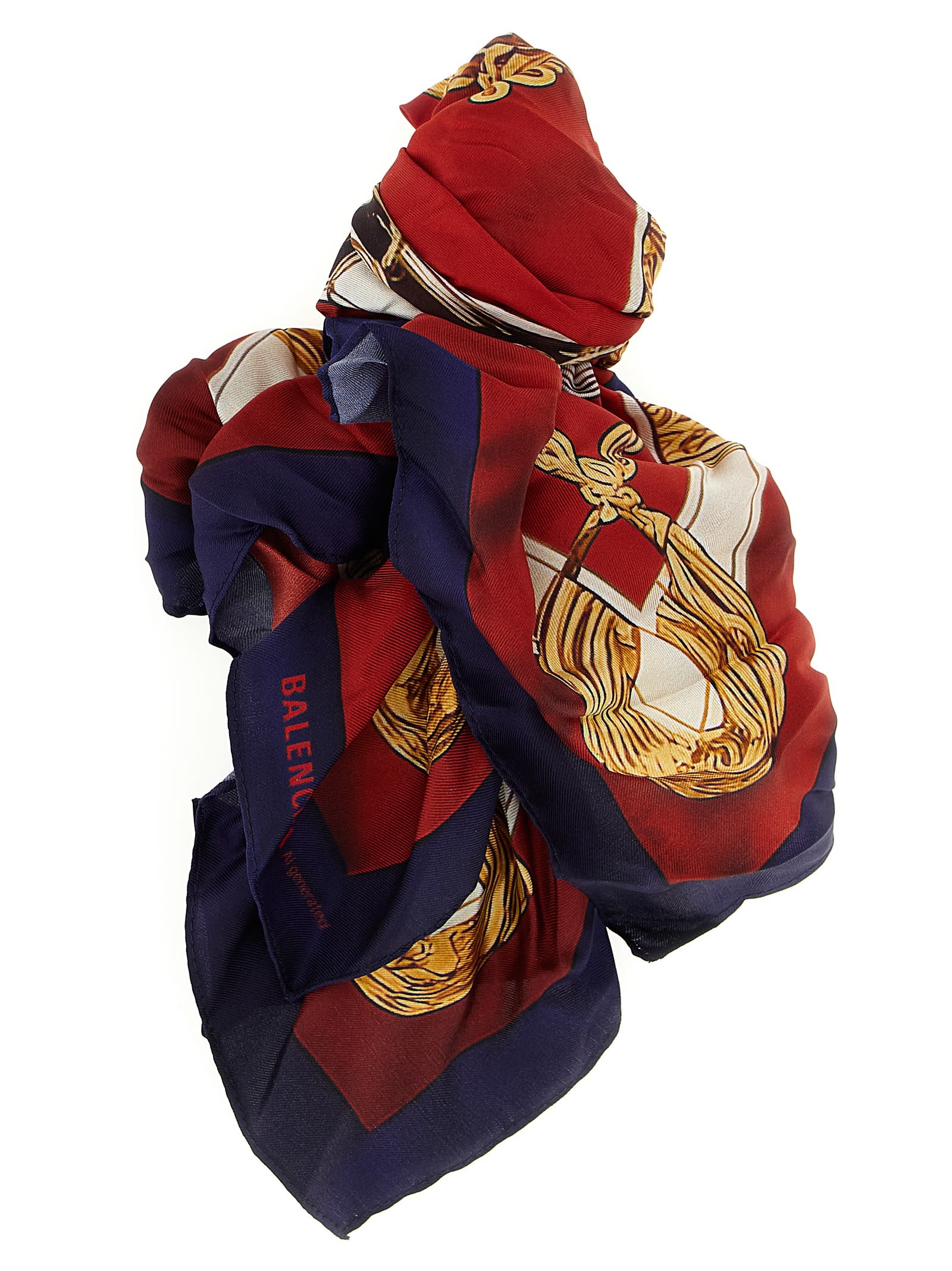 Balenciaga Twill Scarf With Bold Print Design In Multi