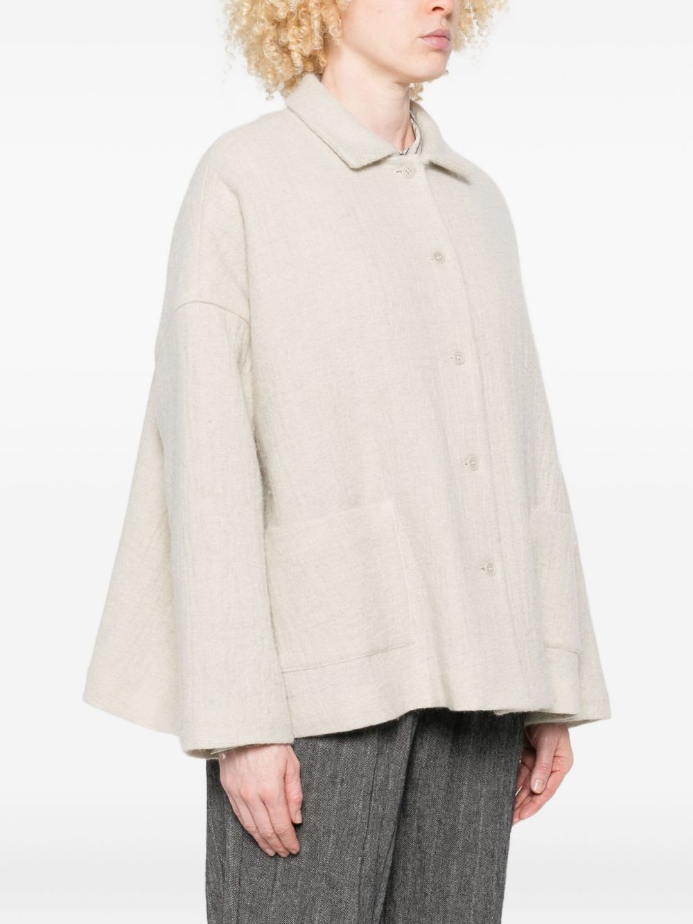 Apuntob Linen And Wool Jacket In Neutral