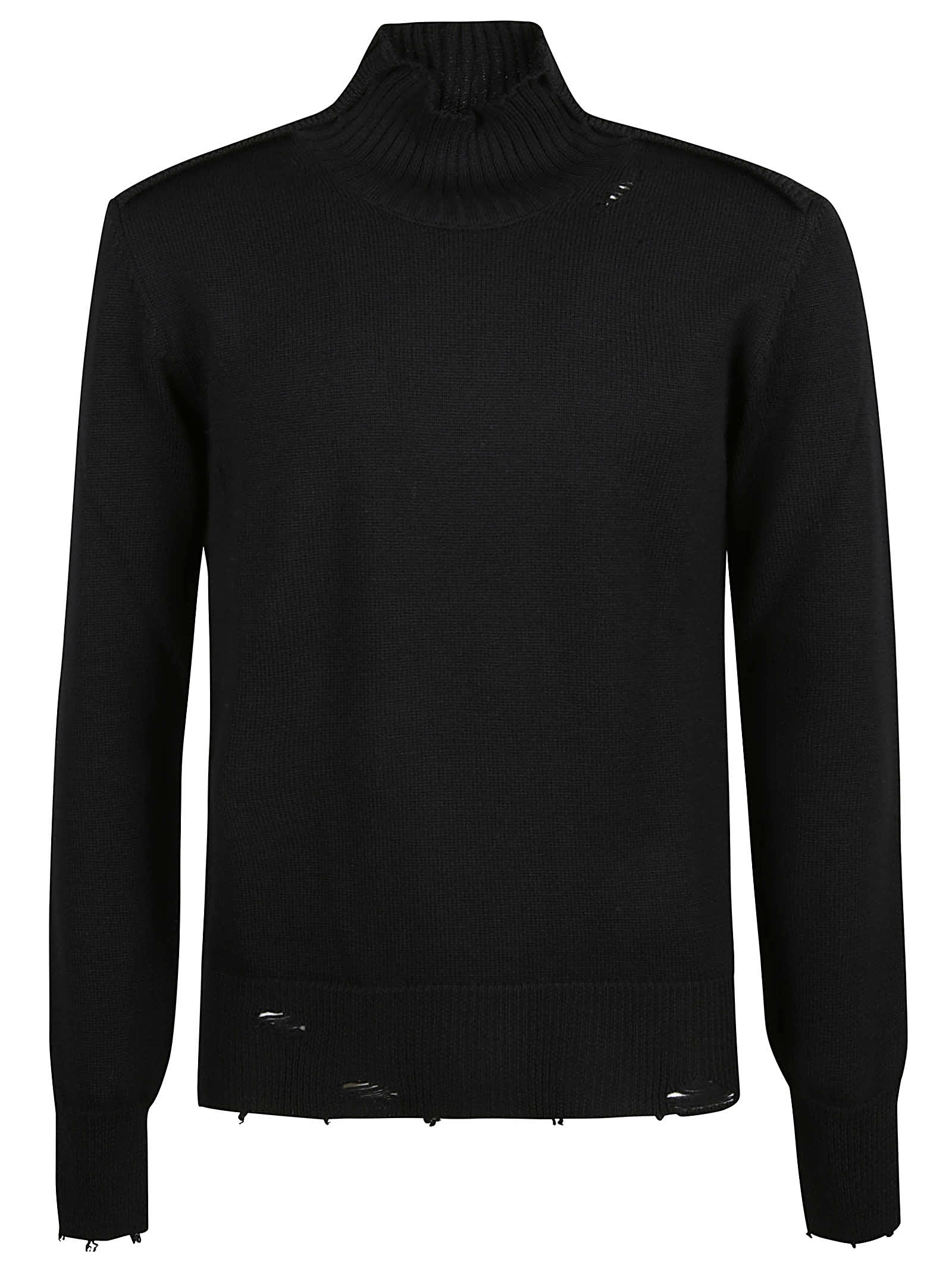 Paolo Pecora Destroyed Effect Turtleneck Knit Sweater