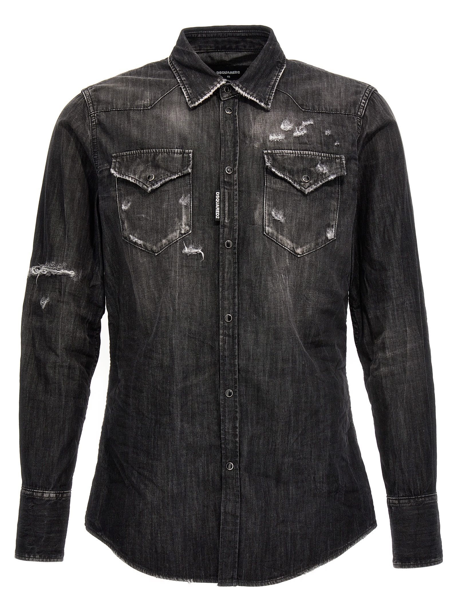 Dsquared2 Western Style Shirt With Chest Pockets And Pointed Collar In Multicolor