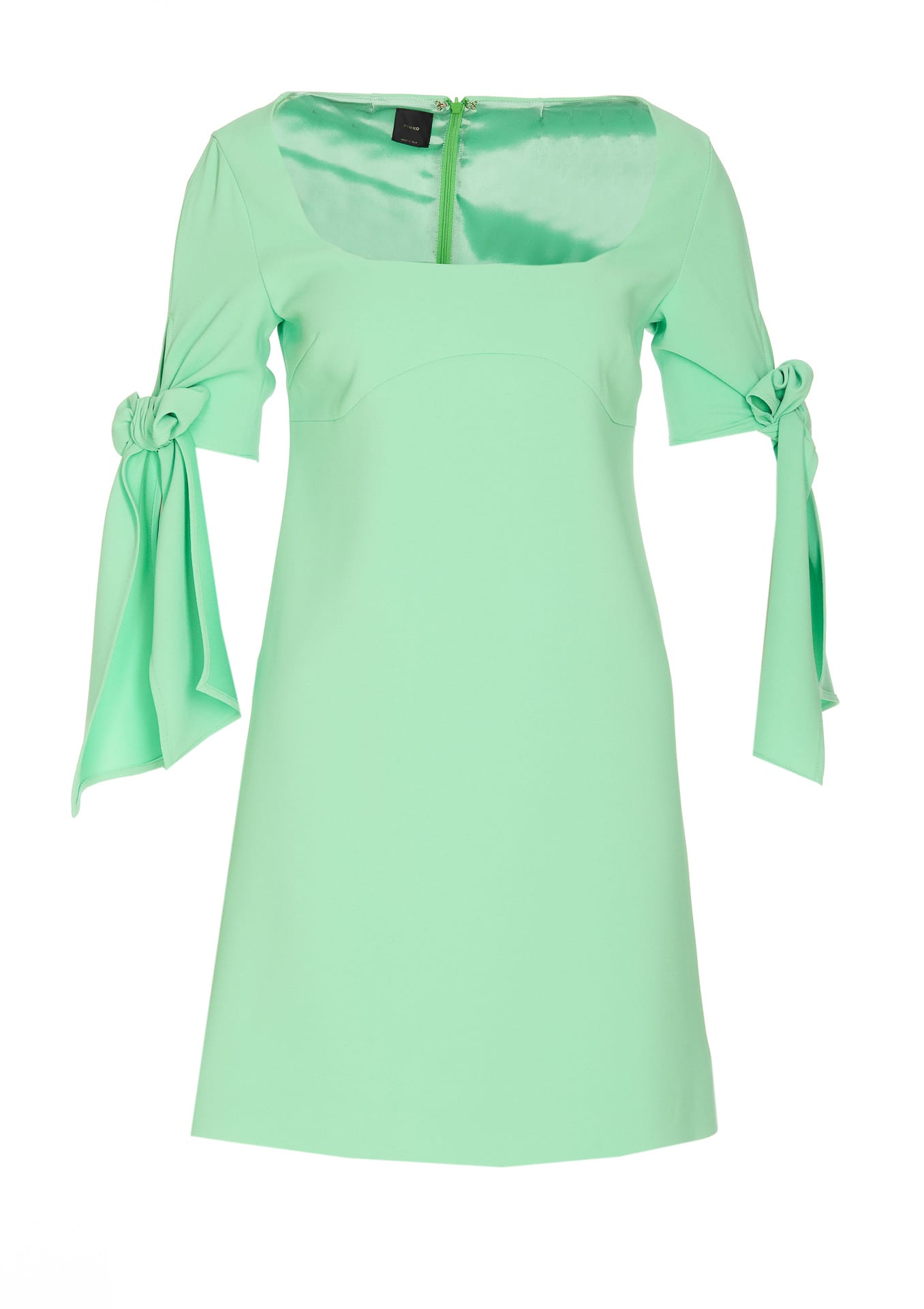 Shop Pinko Mini Dress With Bow On Sleeves In Green