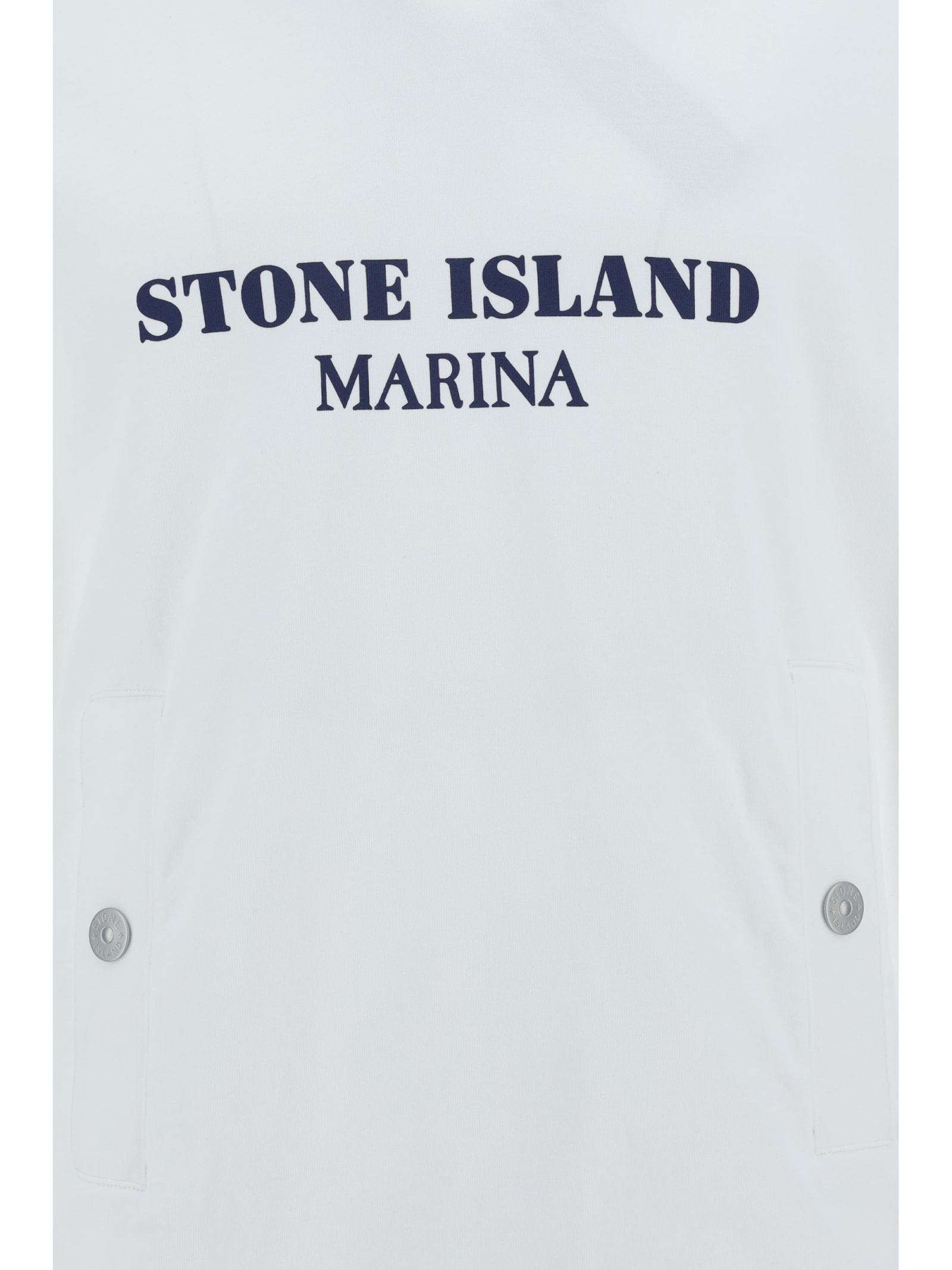 Shop Stone Island Hoodie In Bianco
