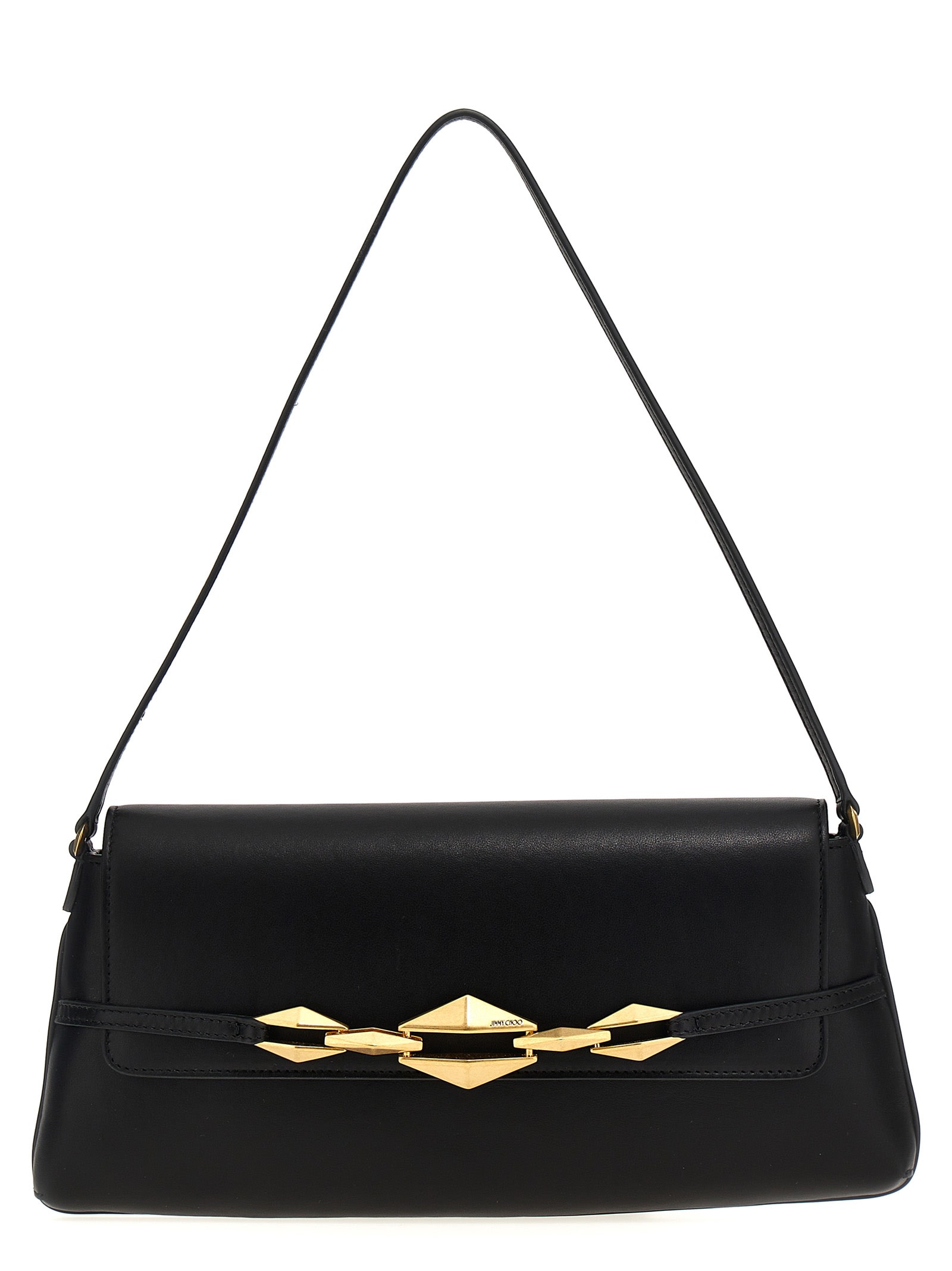 Shop Jimmy Choo Diamond Shoulder E/w Shoulder Bag In Black